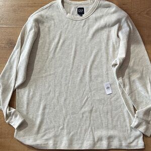 GAP Men's Off-White Waffle Long Sleeve Tee